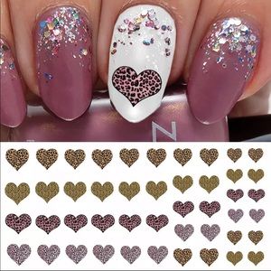 💌BO/GO$6 Leopard Heart 2 Water Transfer Nail Decals - Valentine’s Day